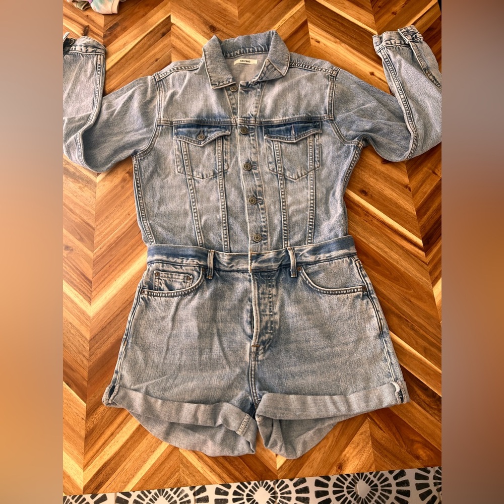 GRLFRND Renata Denim Romper Jumpsuit
